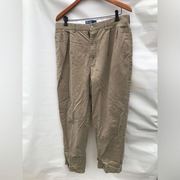 Polo Ralph Lauren Hammond Pants Mens 36x30 Khaki cuffed Straight Leg - Picture 1 of 7
